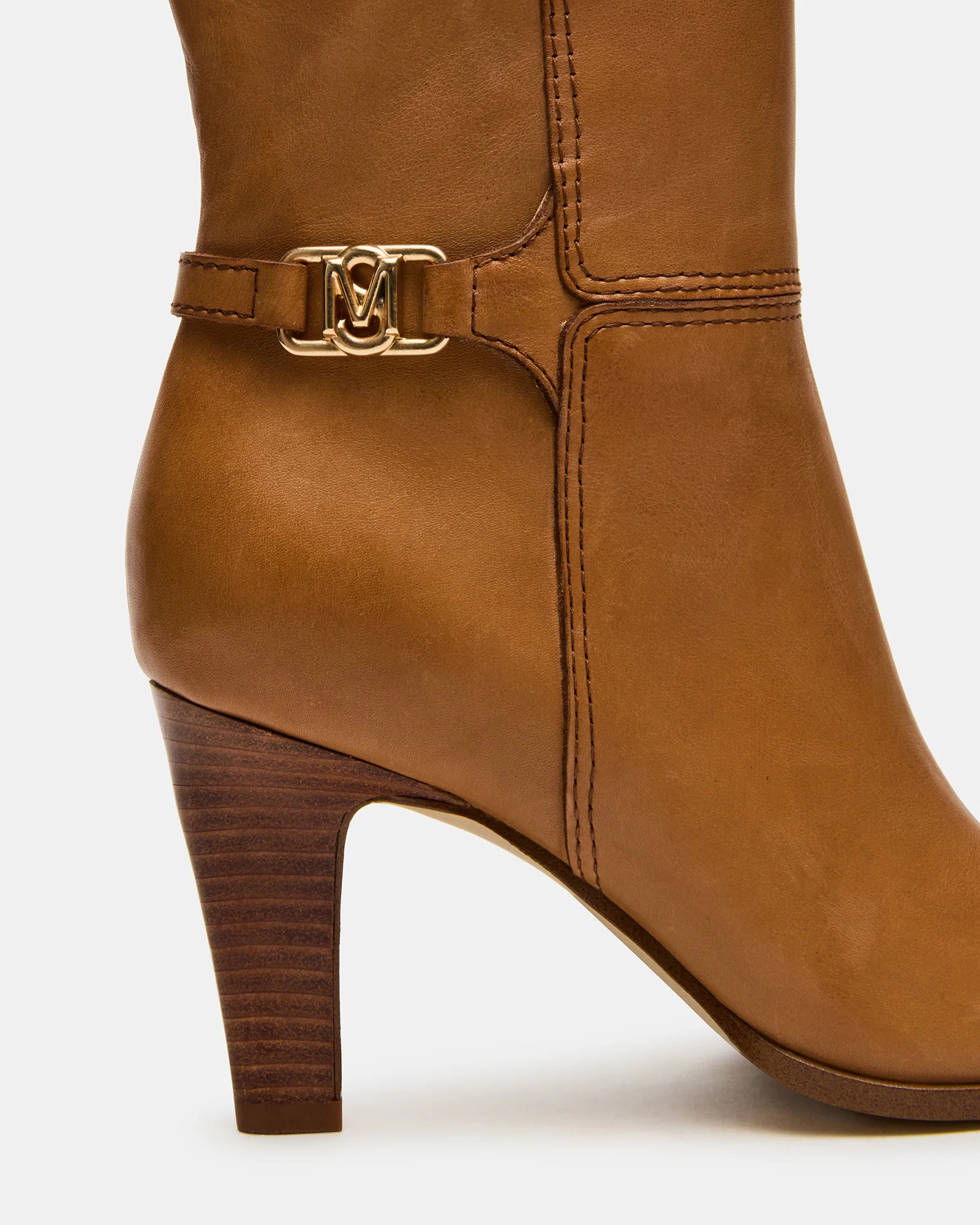 RHETT Tan Leather Knee-High Heeled Women's Boot | Steve Madden (US)