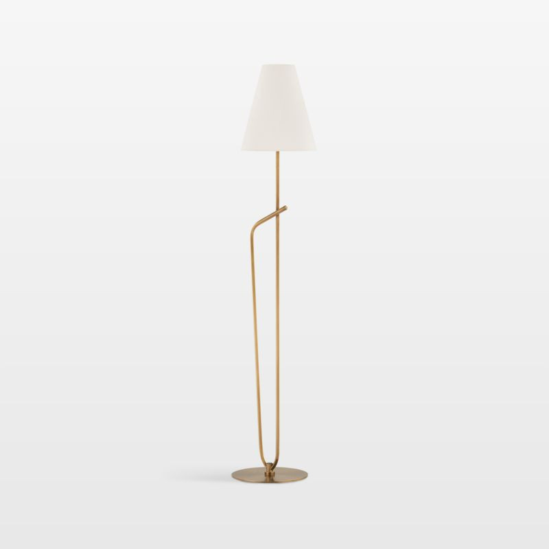 Bode Brass Floor Lamp with White Shade | Crate & Barrel