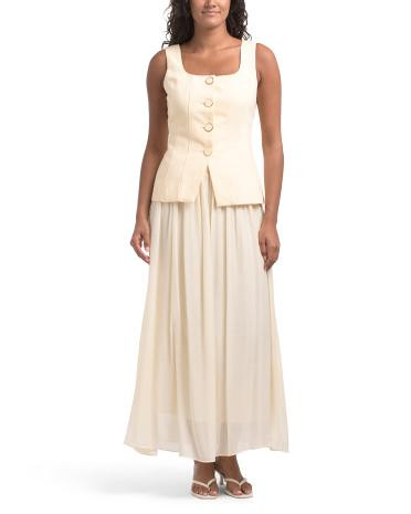 square neck button front twofer dress | TJ Maxx