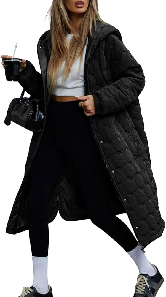 CHOUYATOU Women's 2026 Winter Lightweight Quilted Puffer Jacket Hooded Midi Long Puffer Coat Over... | Amazon (US)