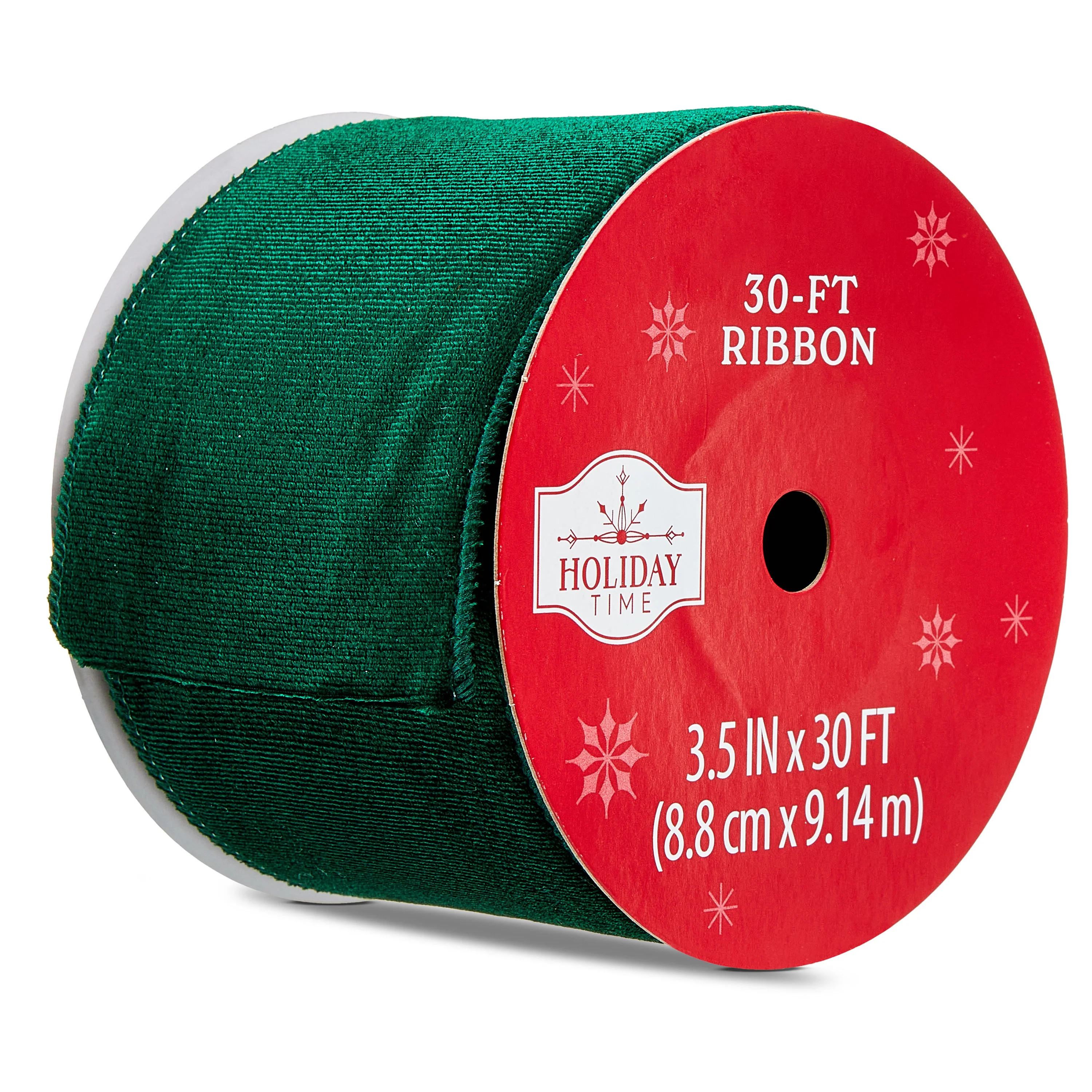 Green Velvet Christmas Ribbon, 3.5" x 30', by Holiday Time | Walmart (US)