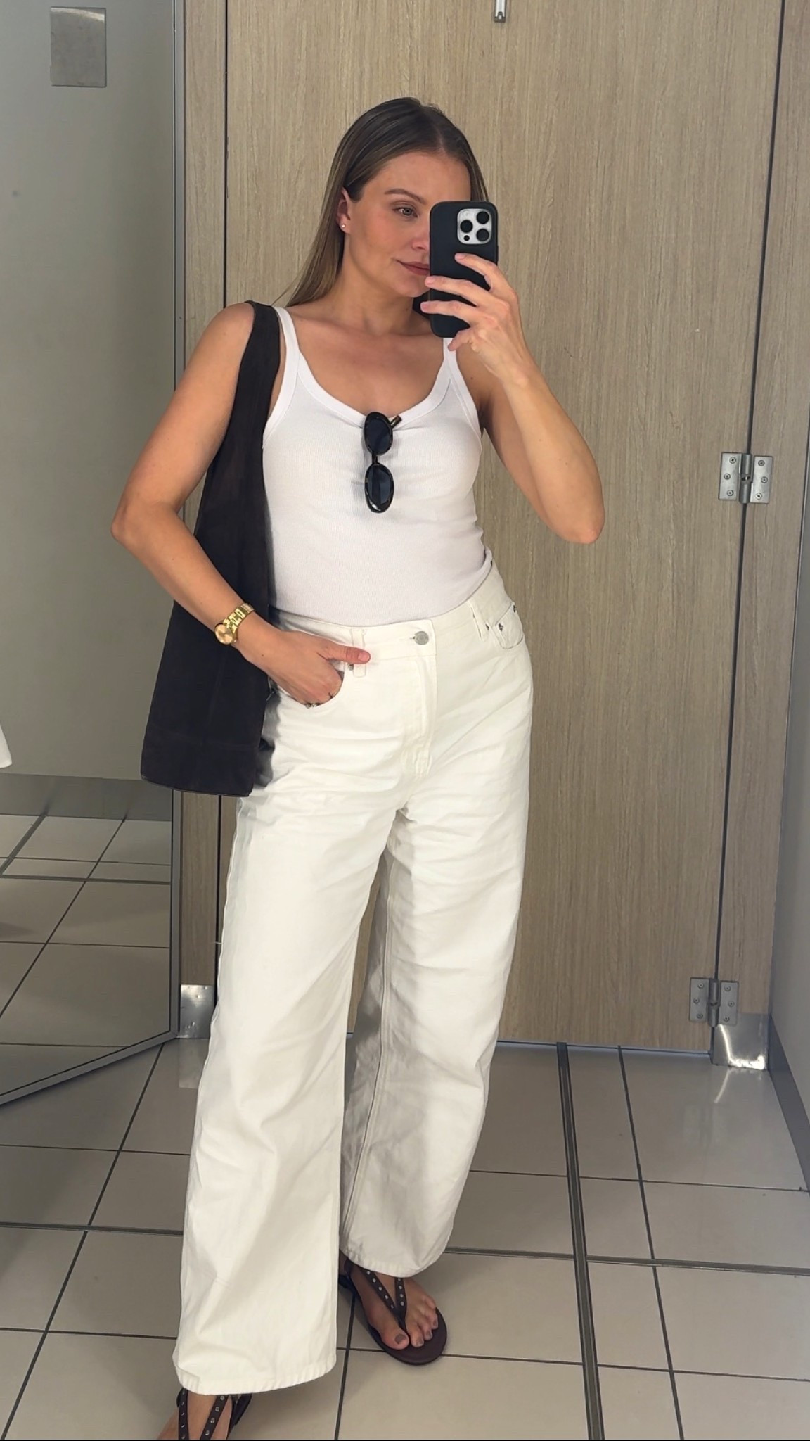 Today’s shopping outfit. A day of errands. Cream jeans and a white tank paired with choccy brownhe's 

#LTKaustralia #LTKstyletip #LTKspring