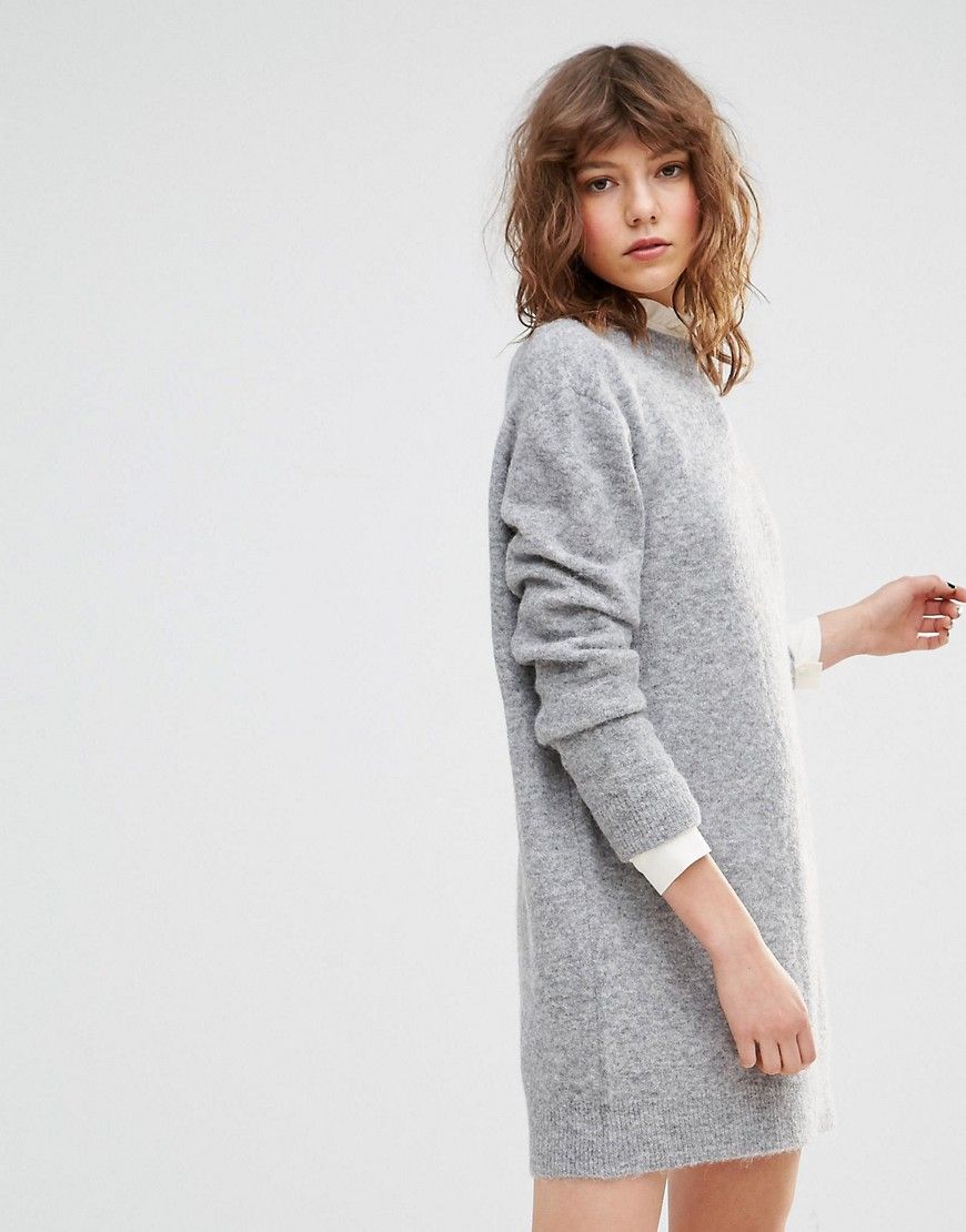 Samsoe & Samsoe Nor O Knitted Grey Jumper Dress | Asos NL