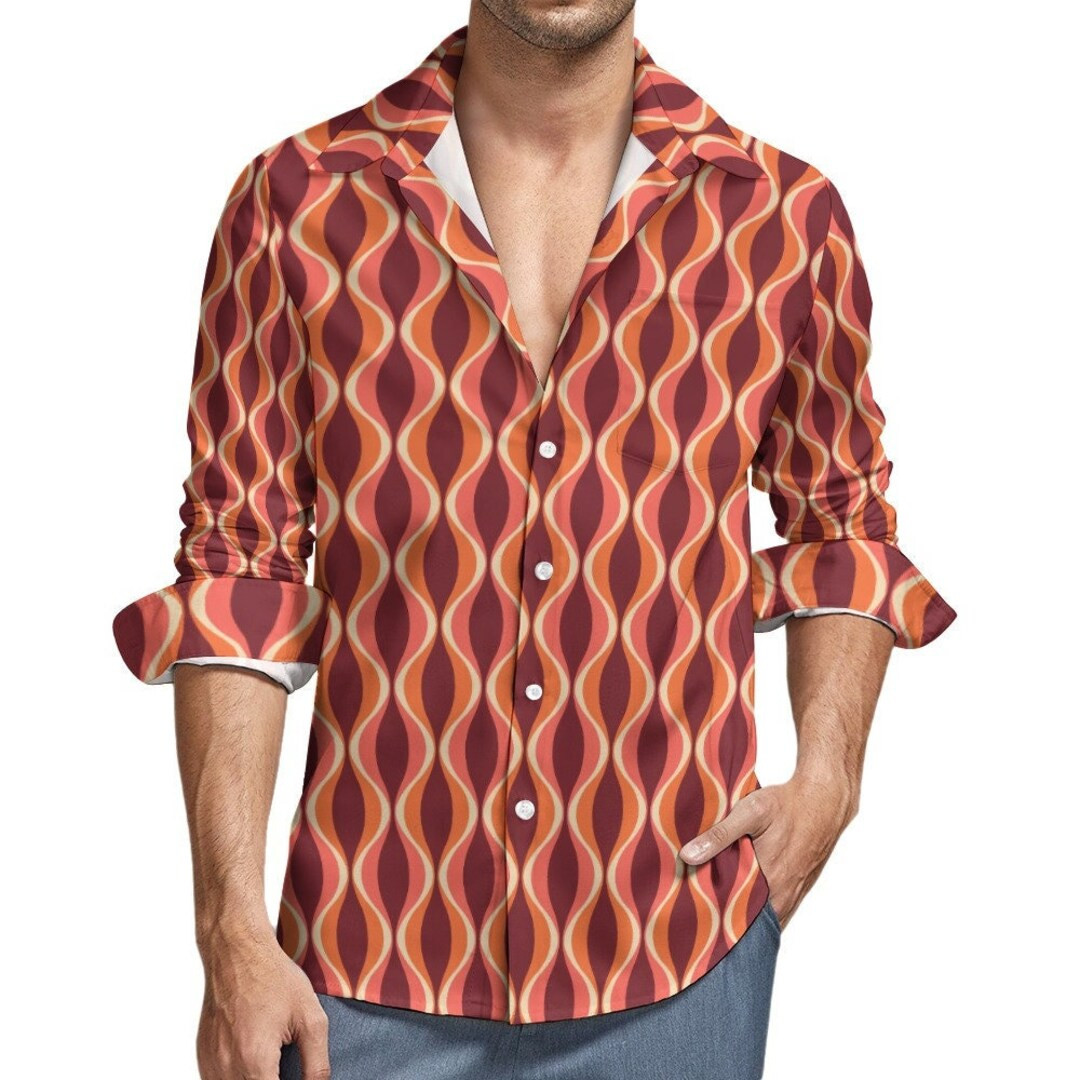 Retro Shirt Men Retro Top Men's Shirt 60s 70s Style - Etsy UK | Etsy (UK)