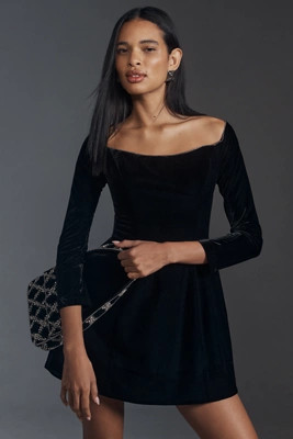 Bardot Nadene Velour Long-Sleeve Mini Dress | Anthropologie (US)