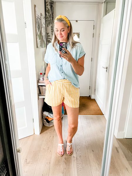 Outfits of the week 

A yellow and white striped cotton/linen short paired with a chambray shirt (old Hema) and white leather sandals (super old).

Beach wear summer outfit vacation wear resort wear



#LTKSeasonal #LTKunder50 #LTKswim