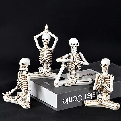 Amazon.com: JORAE Yoga Skeletons Statue Set of 4 Bone Stretchers Halloween Figurines Meditating T... | Amazon (US)