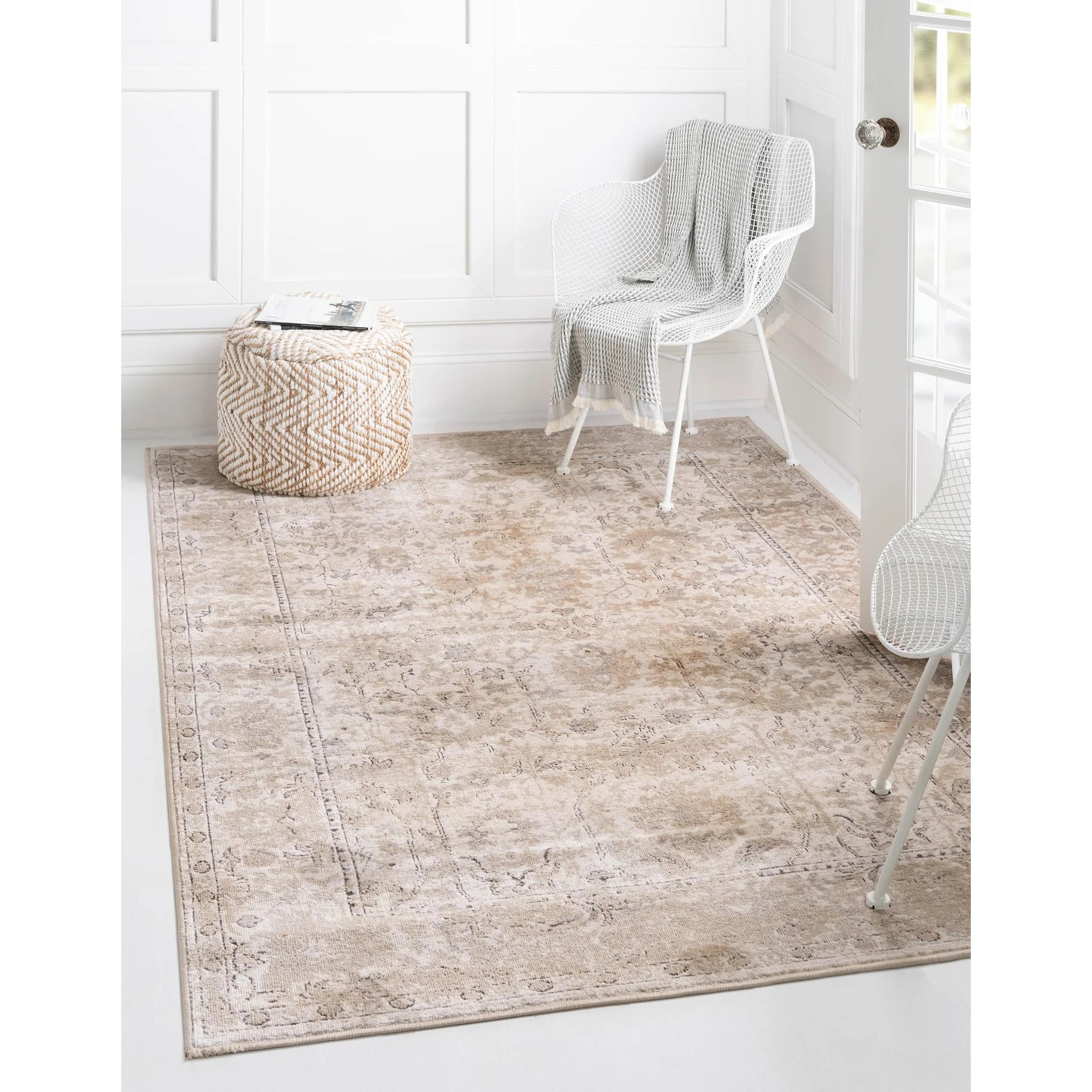 Unique Loom Portland Collection Area Rug - Central (7' 10" x 10' Rectangle Ivory/Gray) | Walmart (US)