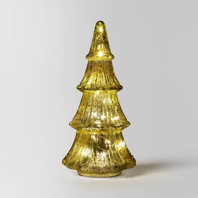 12" Christmas Mercury Lit Glass Tiered Tree Decor Champagne - Wondershop™ | Target