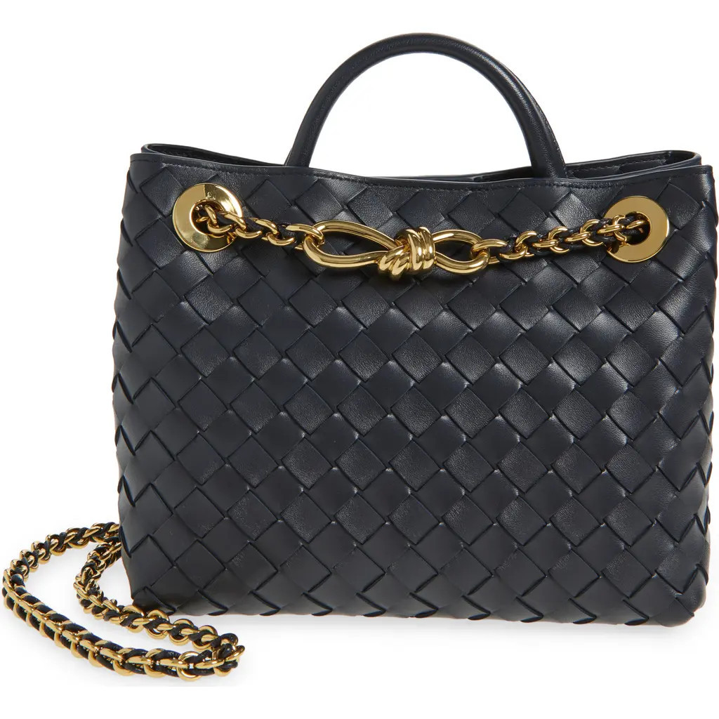 Bottega Veneta Small Andiamo Chain Leather Shoulder Bag in 4184 Nocturnal-Muse Brass at Nordstrom | Nordstrom