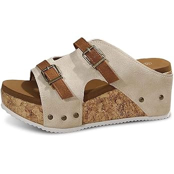 Women's Platform Wedge Sandals Faux Cork Footbed Sandals Comfortable Open Toe Casual & Dressy Sum... | Amazon (US)