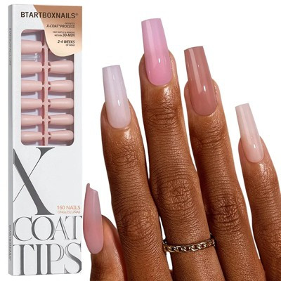 BTArtboxnails XCOATTIPS Press - On Nails - Bare Series - Medium Coffin - 160ct | Target