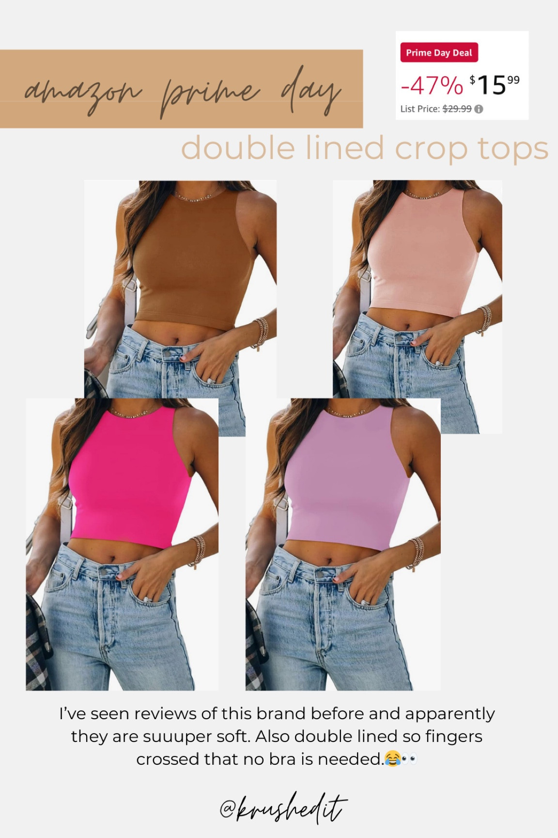 Double lined tank top crop top. Amazon finds. Amazon top. Amazon prime day. 

#LTKSaleAlert #LTKFitness #LTKxNSale