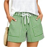 Erwazi Women's Striped Shorts Casual Elastic Waist Drawstring Lounge Shorts with Expanding Pocket... | Walmart (US)