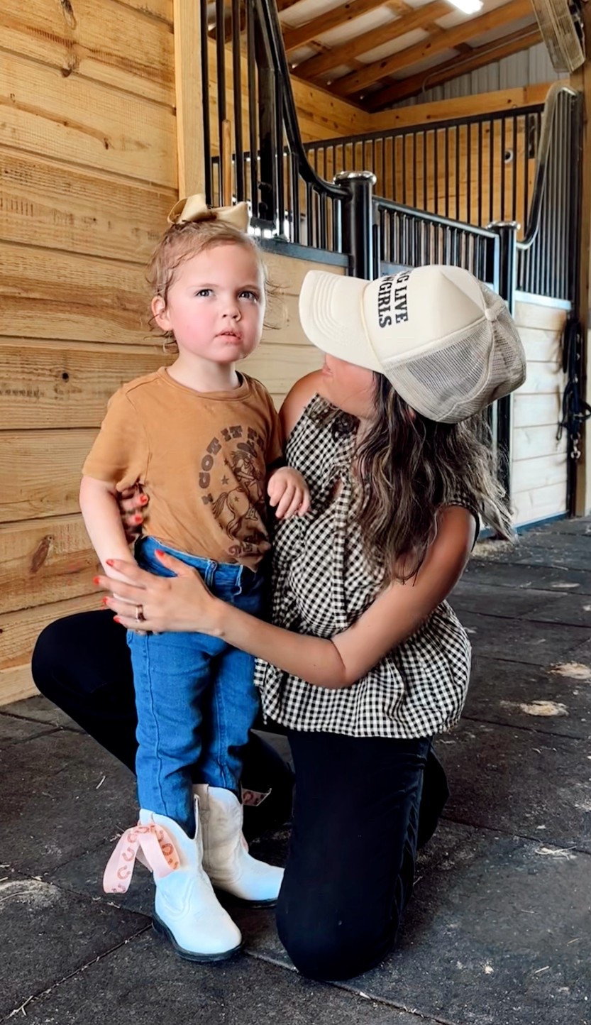 Gingham Tie Front Peplum Tank
Cowgirl hat
Levi’s black bell bottoms 
Toddler jeans 
Toddler cowboy boots 
Amazon finds

#LTKFamily #LTKStyleTip #LTKKids