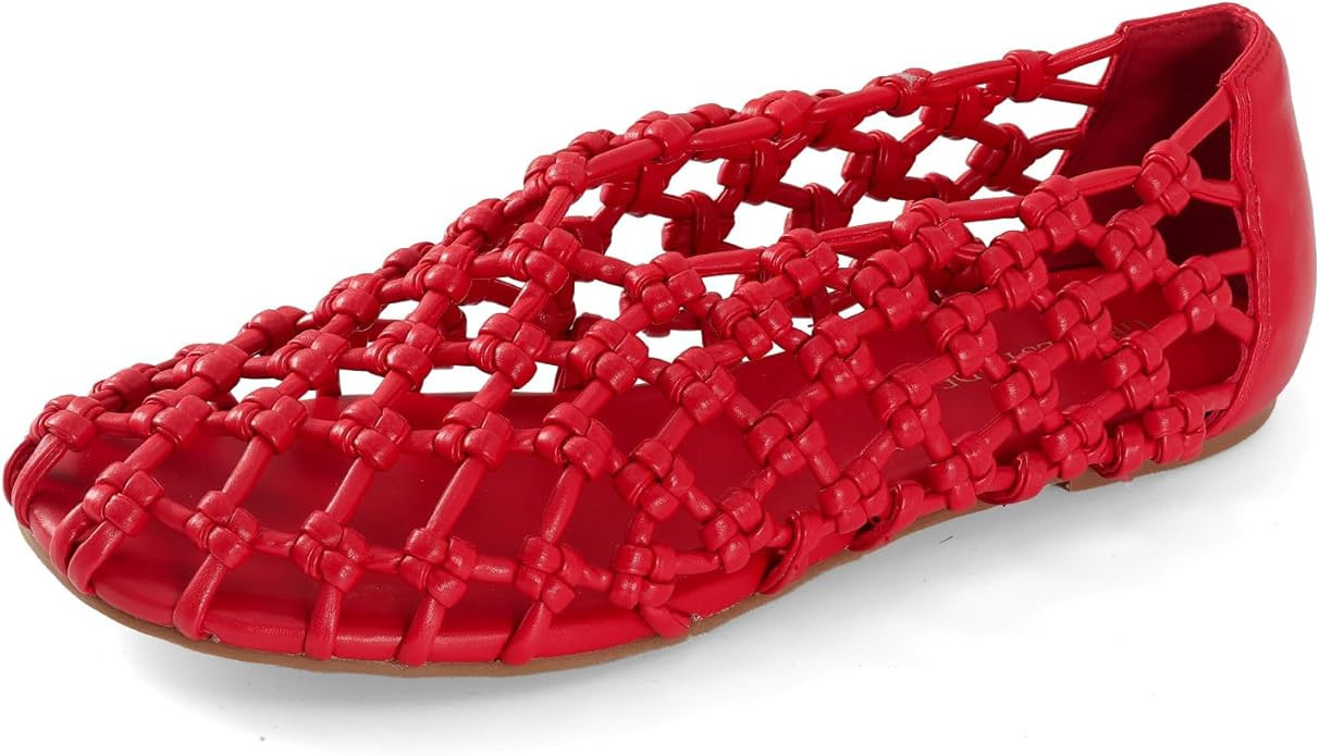 Mesh Ballet Flats for Women Faux Leather Mary Jane Shoes with Round Toe and Flat Heel for Casual ... | Amazon (US)