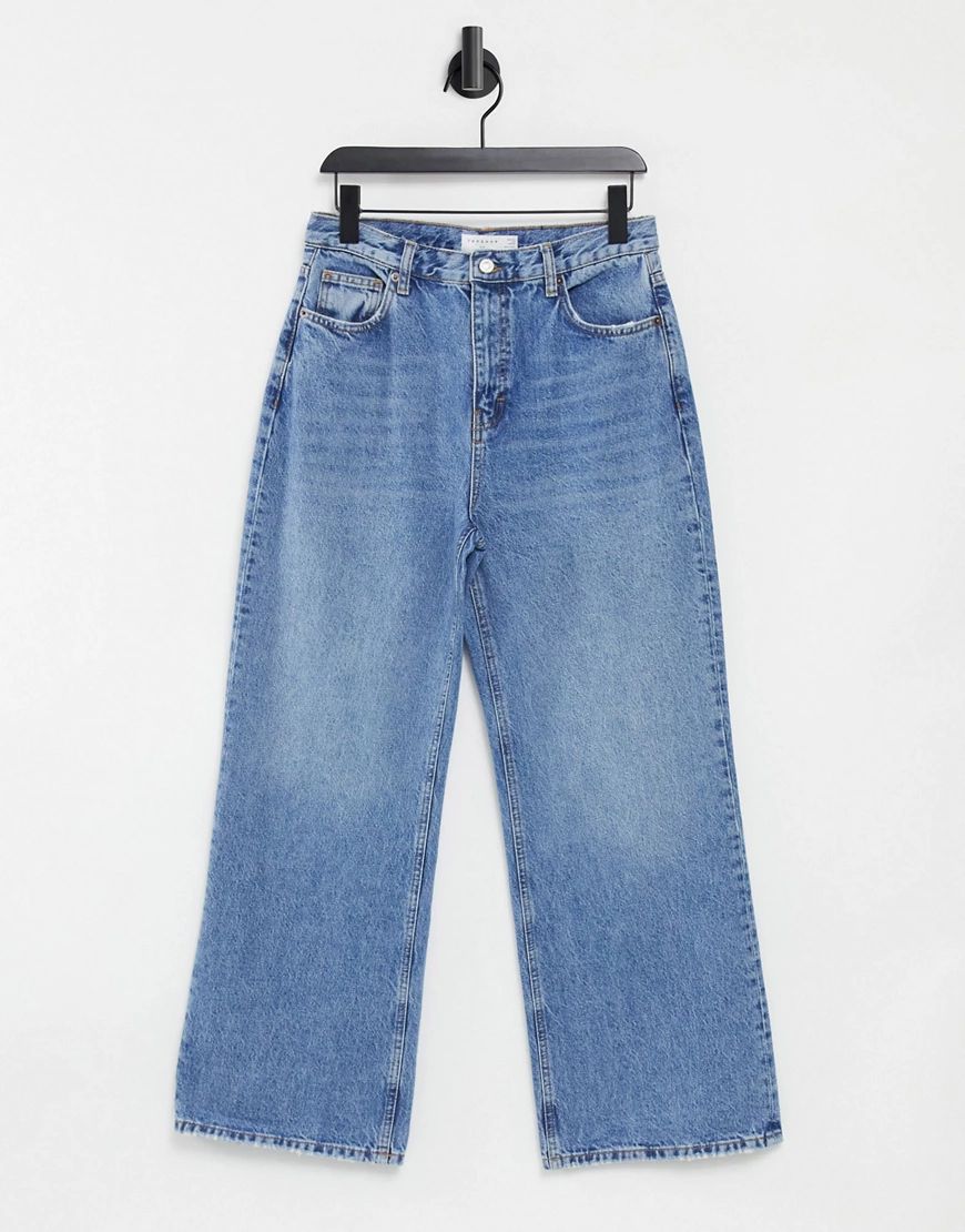 Topshop slim wide leg jeans in mid wash blue | ASOS (Global)