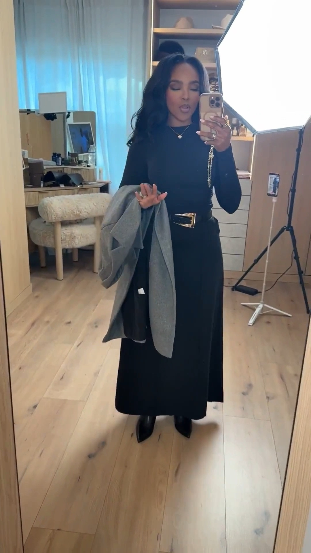 ✨ Effortlessly Polished with a Modern Edge

A sleek black base styled with wide-leg trousers and a fitted long-sleeve top creates a timeless, flattering silhouette that always feels put together. The structured belt adds definition, while the gray coat brings in that elevated layering moment that transitions seamlessly from day to night. These are classic pieces you’ll rewear constantly, making the cost per wear a clear win.

Perfect for:
• Workdays
• Dinner plans
• City errands
• Casual evenings out

📏 Sizing:
Top: Small
Pants: 27 Long
Coat: Small
Shoes: True to size

Measurements:
5’4” · 138 lbs · 34D · 27” waist · 40” hips

Save this post for later.

Black wide-leg pants outfit inspiration, elevated neutral looks, chic everyday style, modern workwear outfits, minimalist fall layering ideas.

Follow me on Instagram and YouTube @kirasfashionfinds

#LTKootd #LTKgrwm #LTKPetite