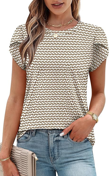 OFEEFAN Womens Tops Short Sleeve T Shirts Crew Neck Spring Summer Outfits Fashion Clothing Buinse... | Amazon (US)