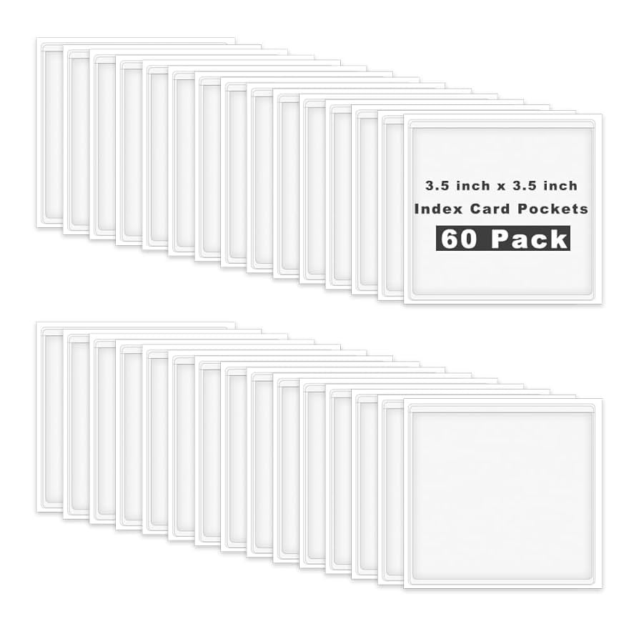 60 Pack Self Adhesive Pockets, Bin Labels for Storage Bins Clear Label Holder Index Card Pockets ... | Amazon (US)