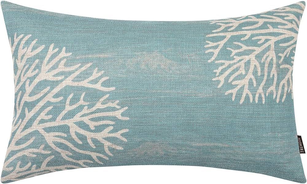 TRENDIN Coral Couch Pillow Cover 12X20 Sea Marine Decor Rectangular Linen Cushion Case Sofa Rusti... | Amazon (US)