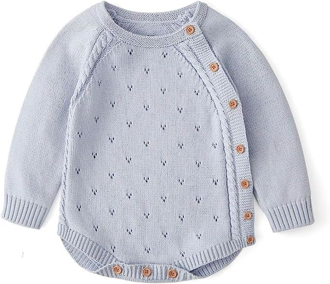 Simplee kids Newborn Baby Girls Knitted Sweater Romper Jumpsuit Fall Winter Clothes for Toddler 3... | Amazon (US)