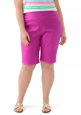 Kim Rogers Women's Plus Size Cotton Bermuda Shorts, Pink, 18W | Belk