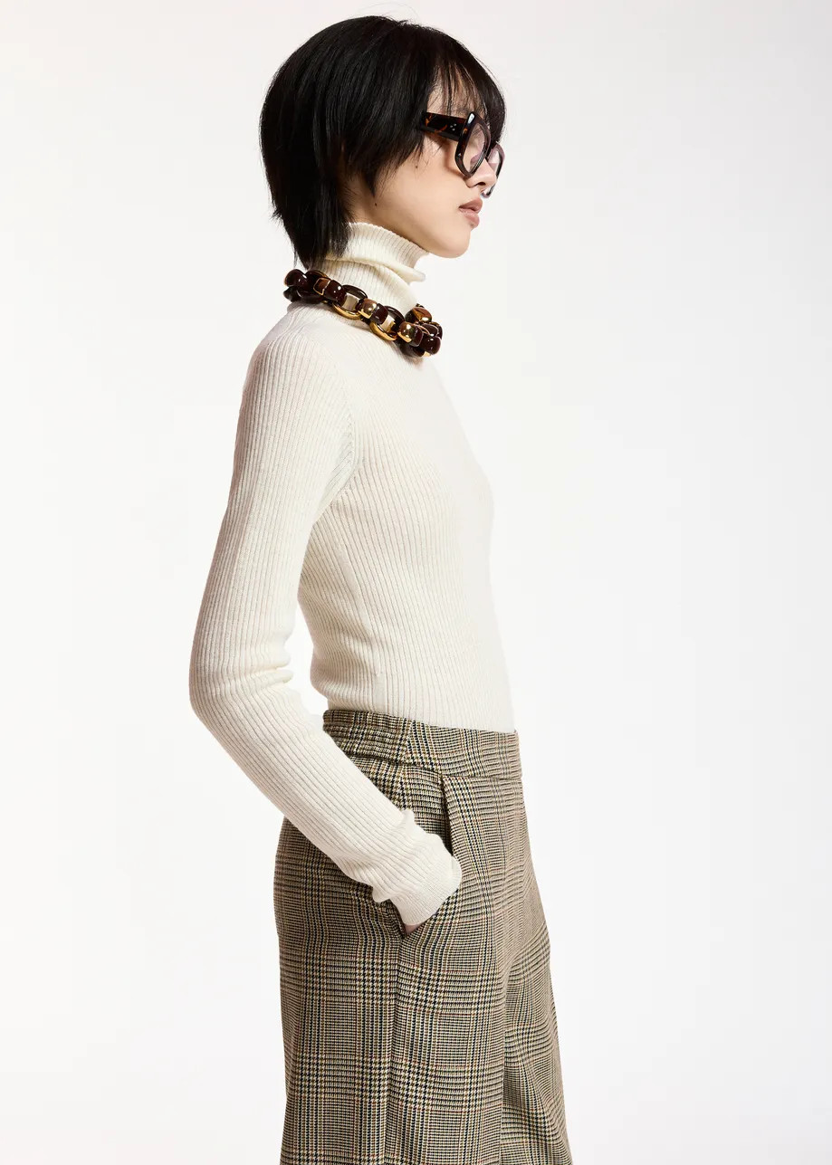Brown, black and cream checked wide-leg pants | Essentiel Antwerp United Kingdom | Essentiel Antwerp