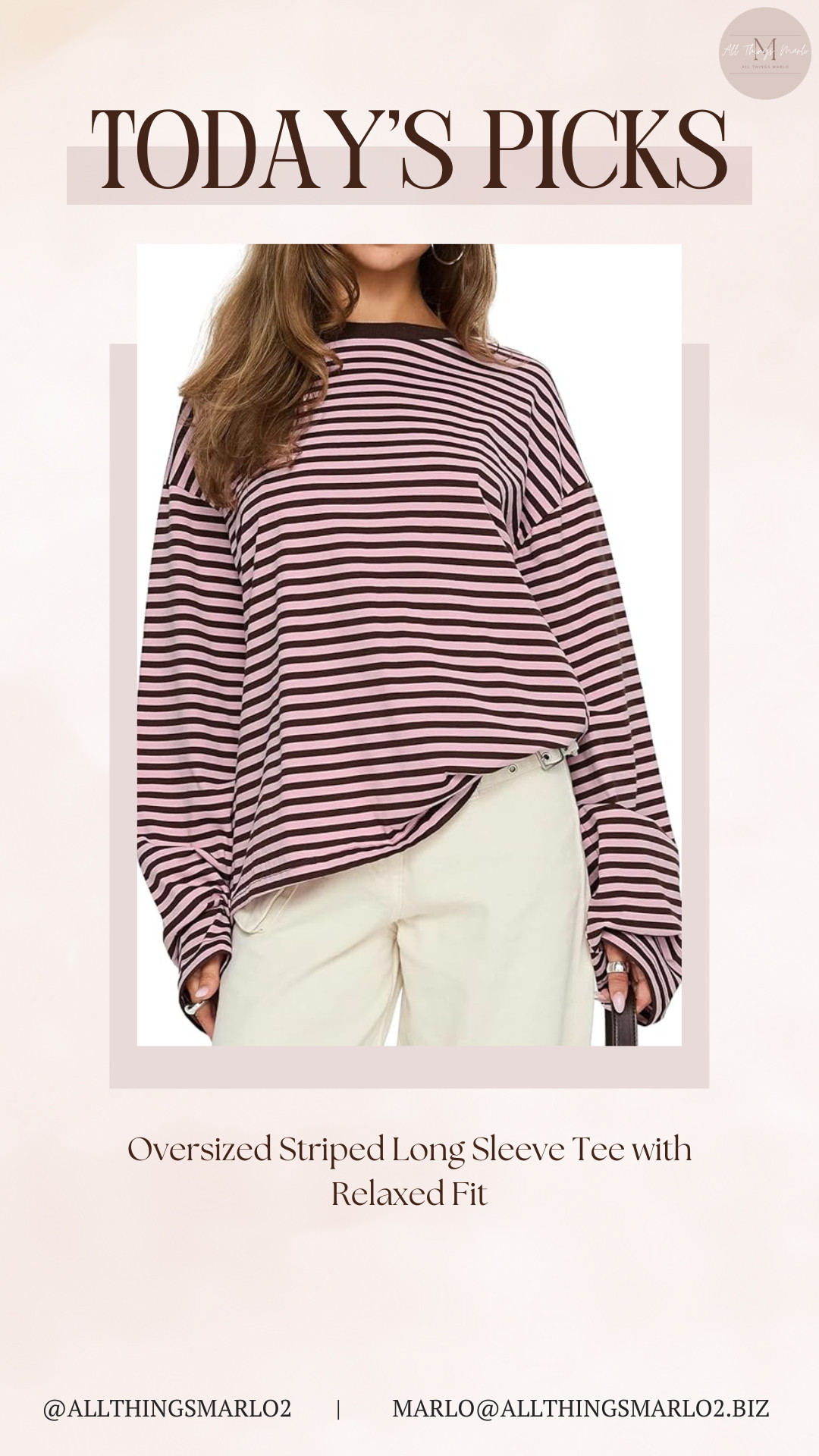 Oversized Striped Long Sleeve Tee with Relaxed Fit 

 #LTKSeasonal #LTKWorkwear #LTKTravel