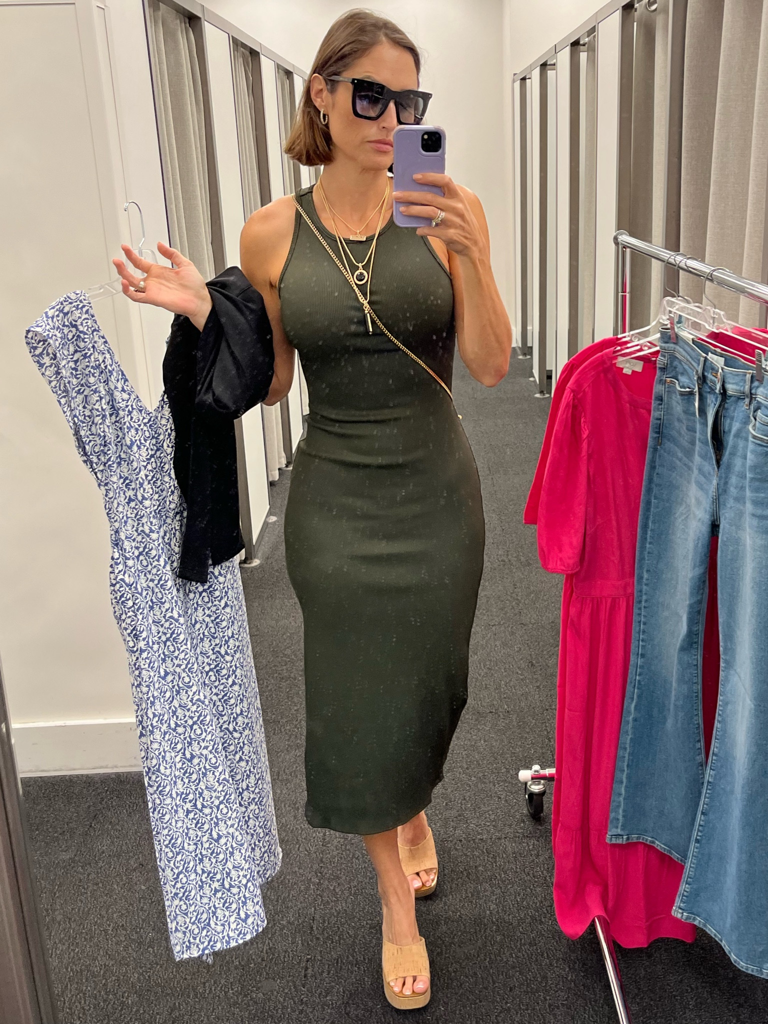 Love this little shopping fit from White House Black Market! Wearing a size XS in the dress. The layered necklace is everything! 😍 

#LTKfindsunder100 #LTKstyletip