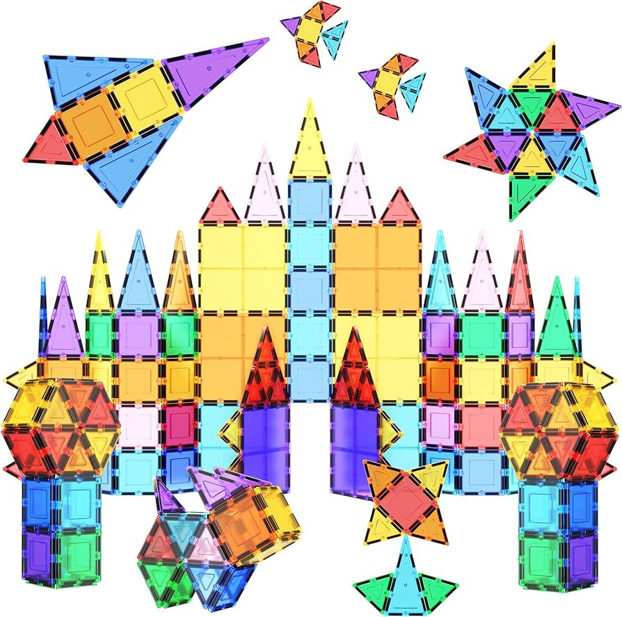 PicassoTiles 100 Piece Set 100pcs Magnet Building Tiles Clear Magnetic 3D Blocks Construction Pla... | Amazon (US)
