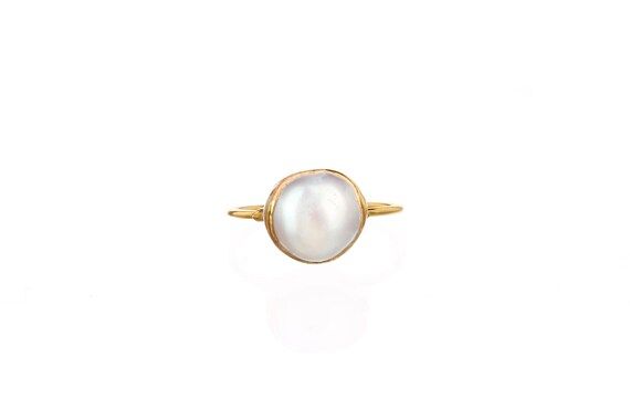 Large Raw White Pearl Ring for Women Gold Ring June | Etsy | Etsy (US)