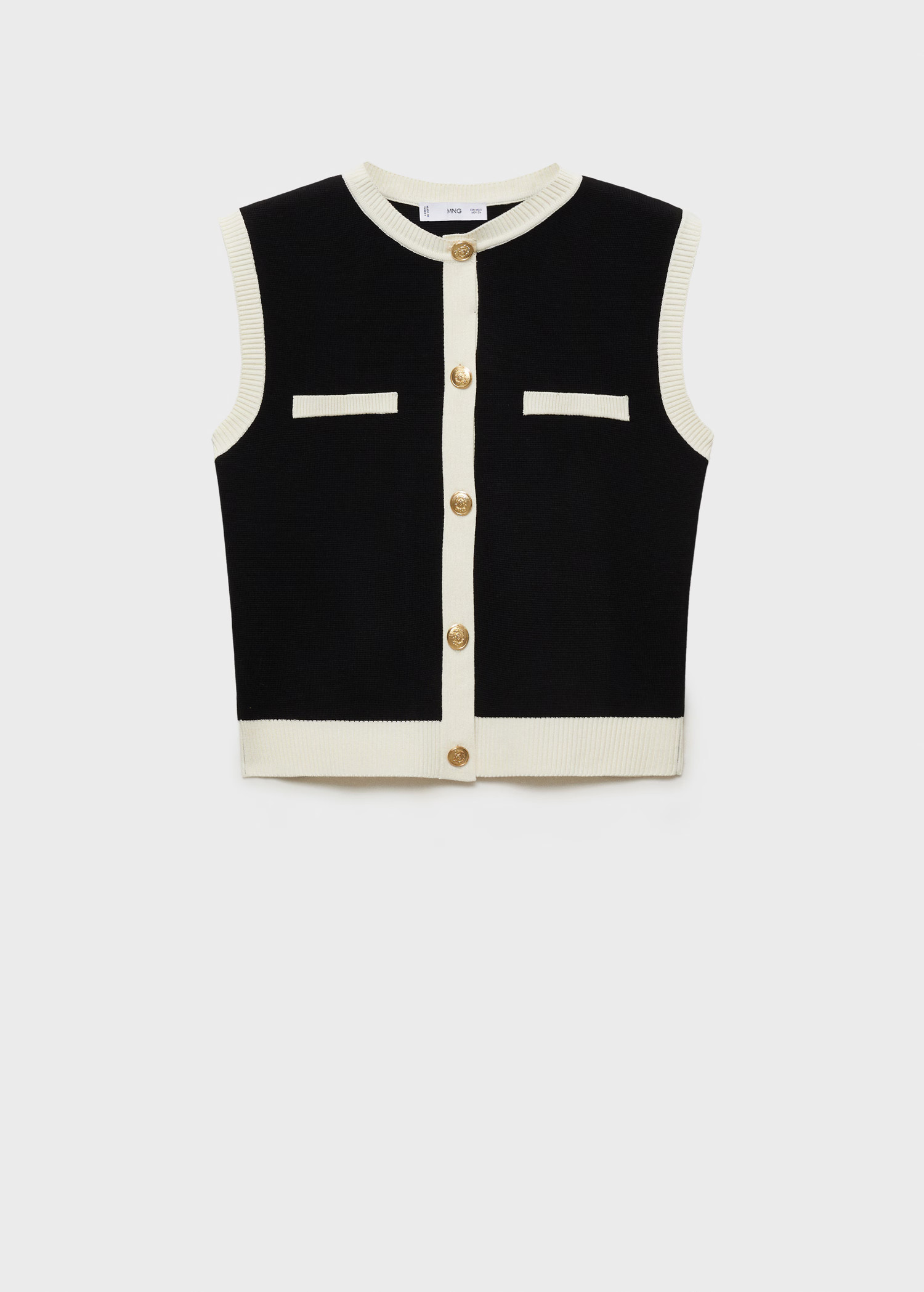 Knitted waistcoat with contrast piping - Women | MANGO United Kingdom | MANGO (UK)
