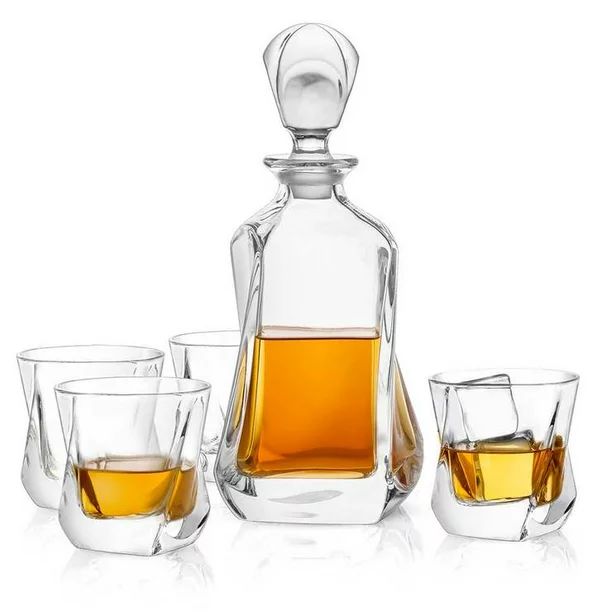 JoyJolt Aurora Crystal Whiskey Decanter Set with 4 Whiskey Glasses - Walmart.com | Walmart (US)