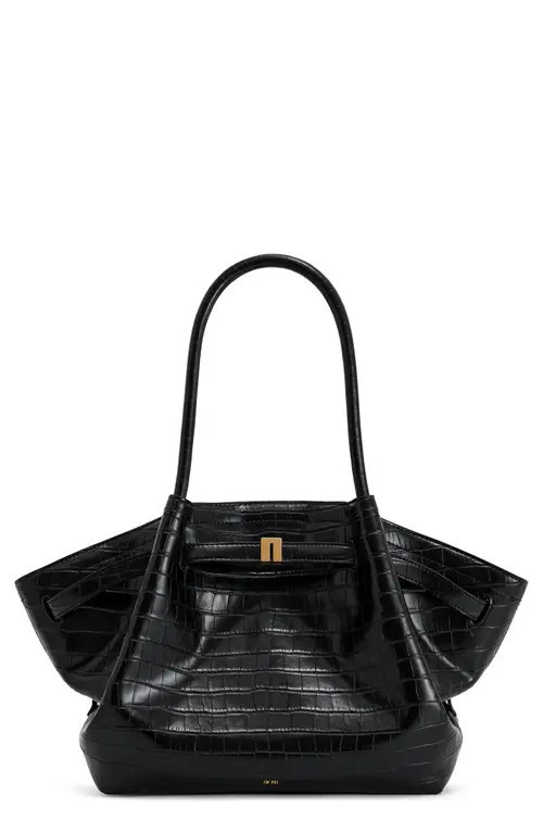 JW PEI Medium Hana Croc Embossed Faux Leather Tote in Black Croc at Nordstrom | Nordstrom