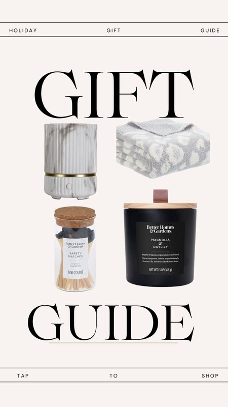 Gift guide for anyone!!  Candles. Matches. Blanket. Diffuser. Perfect for all. Walmart.  Home. Bhg home 

#LTKGiftGuide #LTKhome #LTKHoliday