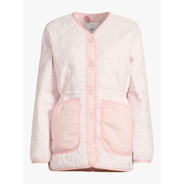 Free Assembly Women's Quilted Cinched Waist Liner Jacket - Walmart.com | Walmart (US)