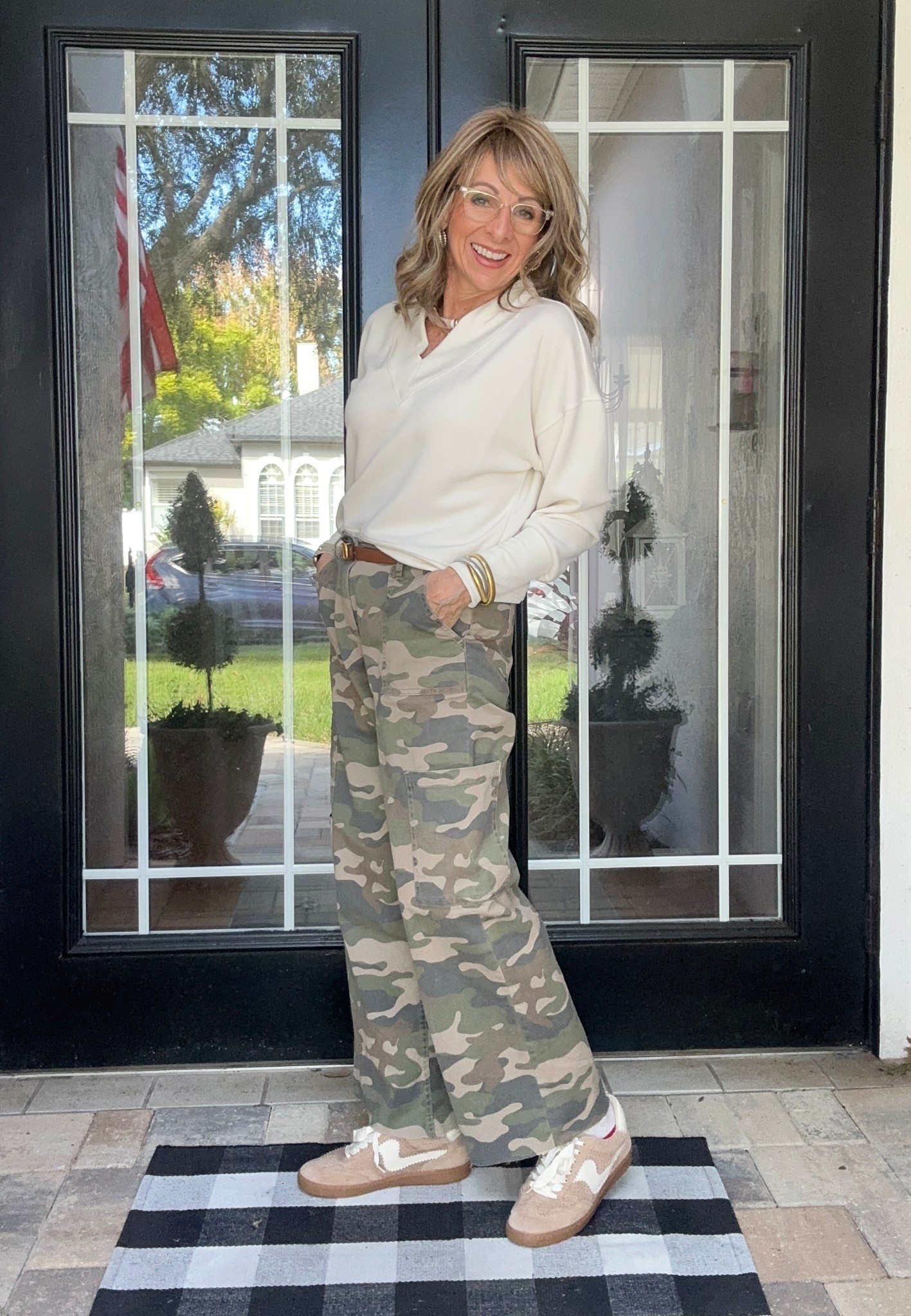 If you don’t have these $17 pants yet it’s not too late. They run a little big and have elastic at the back of the waist. I trimmed about 2 inches off the length. 
Love them with these neutral sneakers .

#LTKFindsUnder50 #LTKShoeCrush #LTKSaleAlert