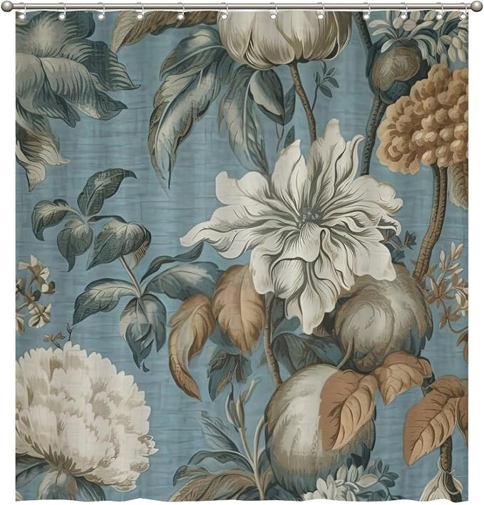 72x80 Inch Shower Curtains Blue Turquoise And White Chinoiserie Floral Waterproof Fabric Shower C... | Amazon (US)