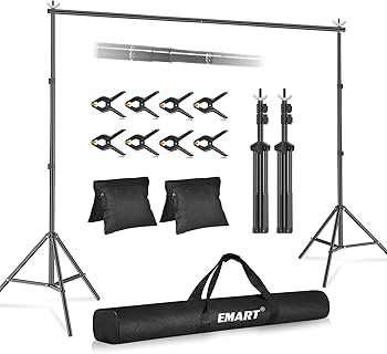 EMART Backdrop Stand 10x8.5ft(WxH) Photo Studio Adjustable Background Stand Support Kit with 2 Cr... | Amazon (US)