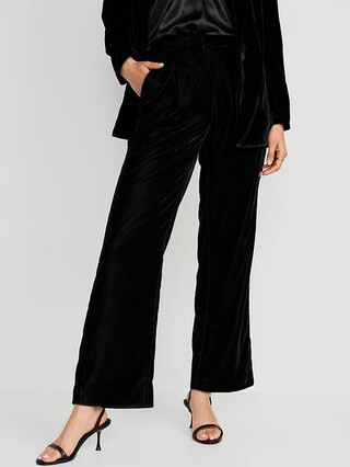Extra High-Waisted Pleated Taylor Trouser Velvet Pants for Women | Old Navy (US)