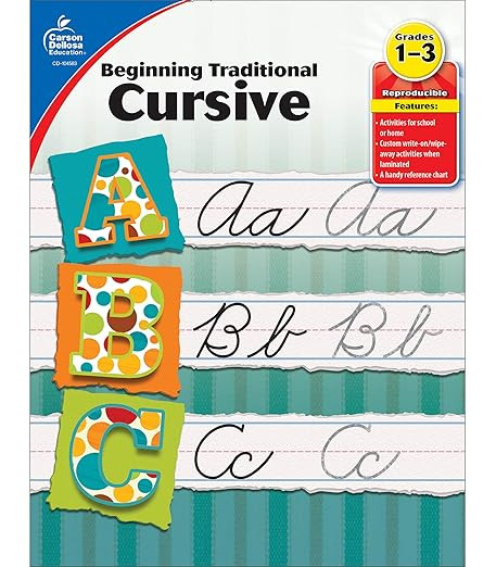 Carson Dellosa Grades 1-3 Beginning Traditional Cursive Handwriting Workbook, Writing Book With D... | Amazon (US)