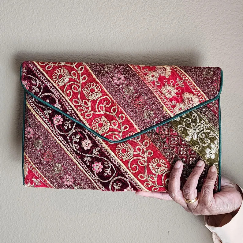Embroidered Boho Clutch Purse for Women Indian Wedding Guest Bag Handmade Statement Evening Clutc... | Etsy (Global)