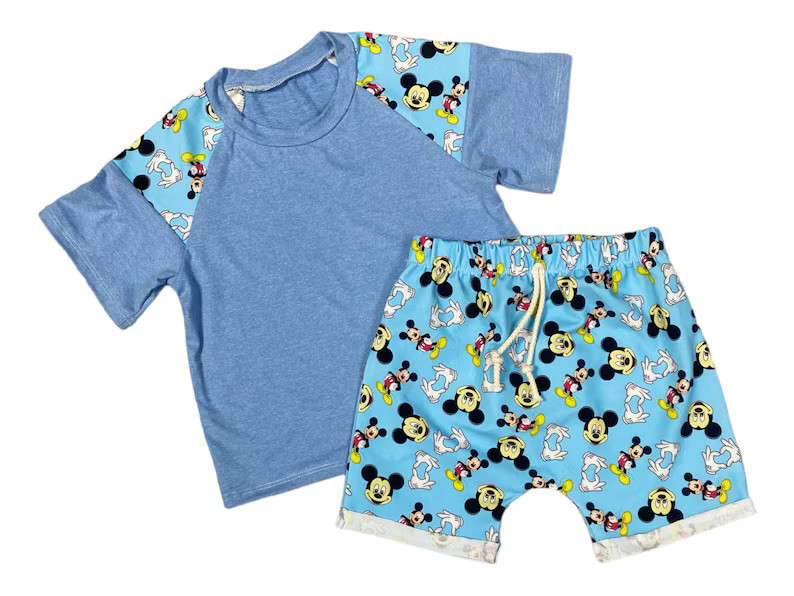 2pcs Shorts and Shirt, Kids Short Sleeves Top, Bottom Clothing Set, Mickey Mouse Disney Outfit Gi... | Etsy (US)
