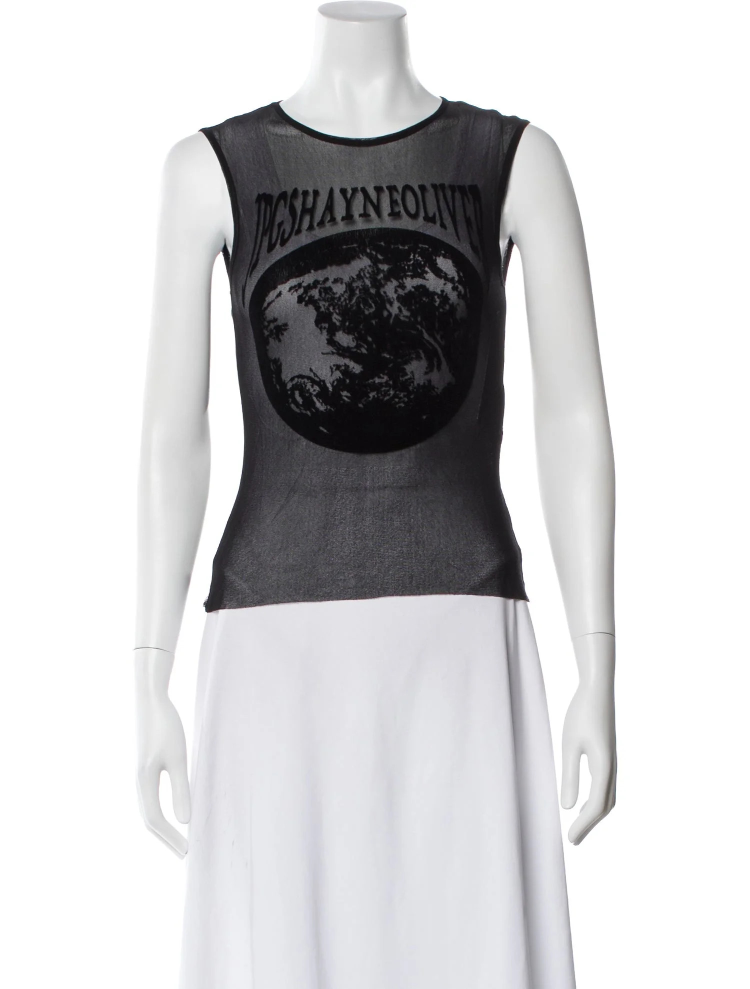 Jean Paul Gaultier x Shayne Oliver Nylon Graphic Print Top - Black Tops, Clothing - JEA70768 | Th... | The RealReal