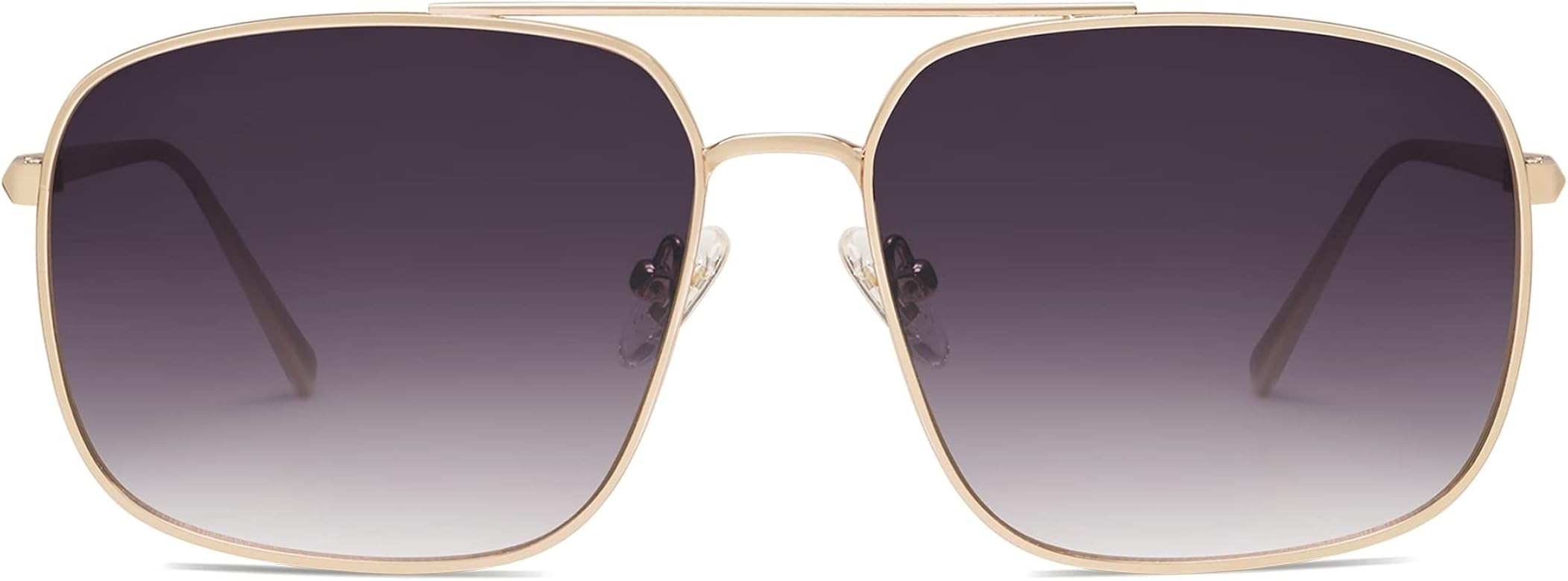 SOJOS Retro Square Aviator Sunglasses Womens Mens Double Bridge Metal Sun Glasses SJ1176 | Amazon (US)