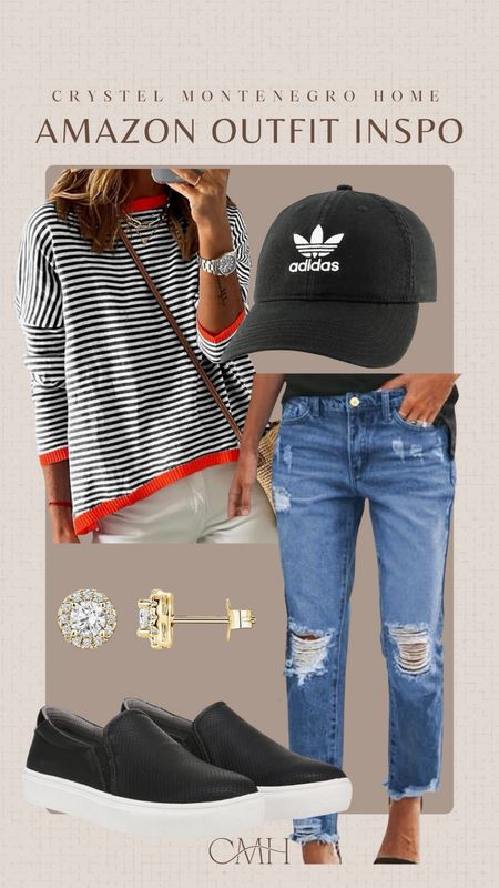 Jeans. Casual spring outfit. This cute ensemble is great for any casual outing. The black accents are crisp and clean and so stylish.

#LTKshoecrush #LTKworkwear #LTKfindsunder50