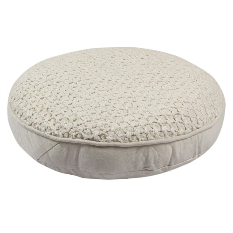 Beige Woven Round Throw Pillow, 16" | At Home