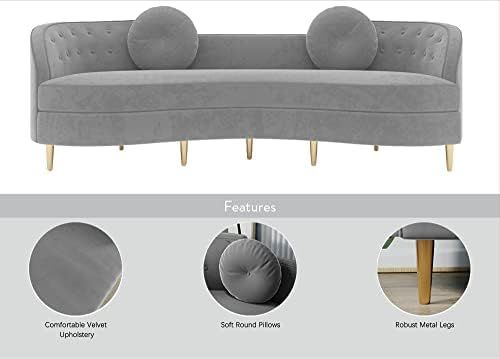 Sdorens Velvet Sofa Couch, Modern Arc Shape Collection Sofa Couch, Button Tufting Sofa Couch with 2  | Amazon (US)