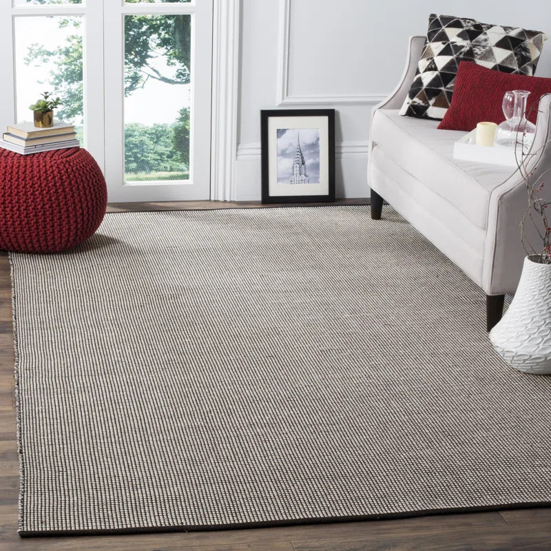 Cayman Handmade Flatweave Cotton Ivory/Black Rug | Wayfair North America